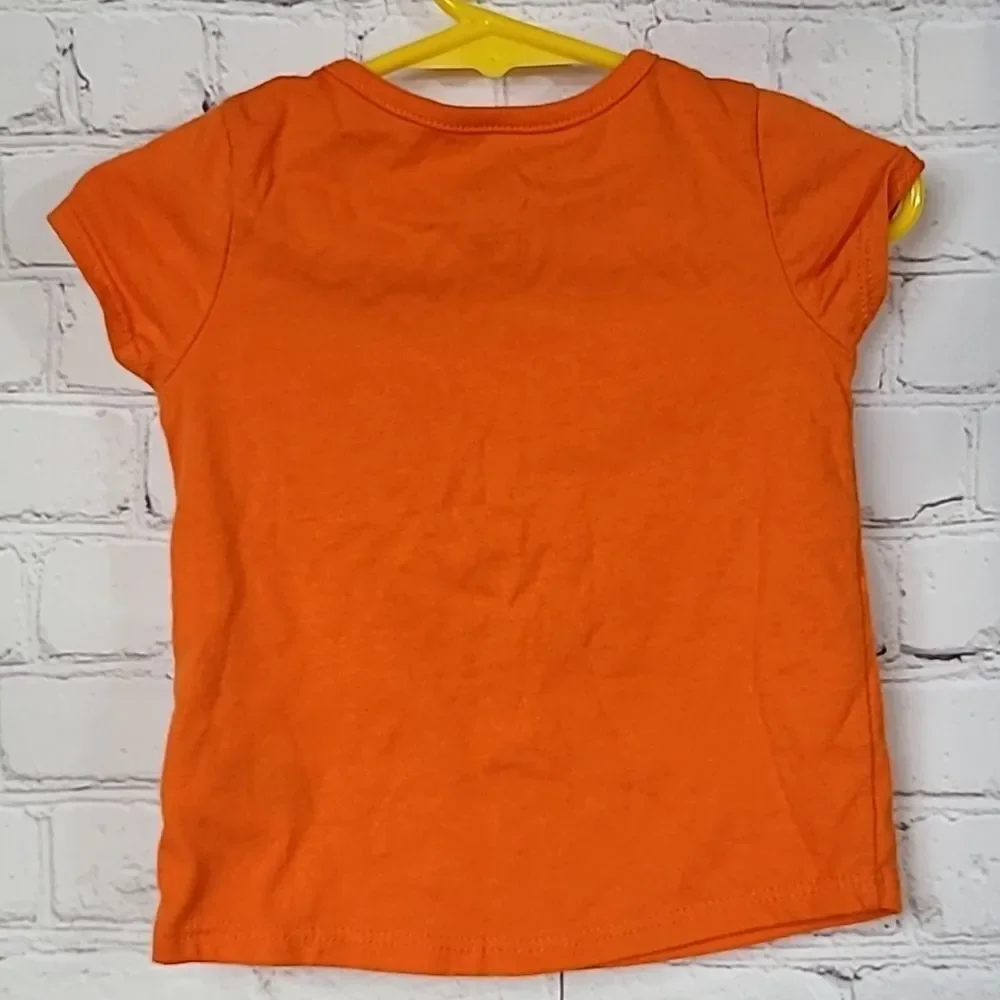 Baby Girls 12M Pumpkin Tee Orange Jack O'Lantern Velvet Flocked T-Shirt Top